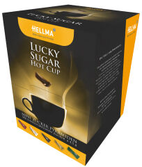 HELLMA Sachets de sucre Lucky Sugar 'Hot Cup', pr&eacute;sentoir en