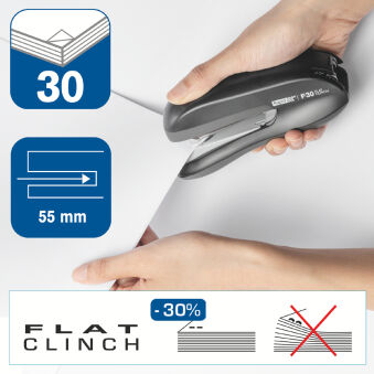 Rapid Agrafeuse F30 FlatClinch 23256501 Ergonomique Bleu Plastique 30 feuilles Fashion