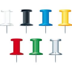 Punaises pour tableau liège - Couleurs assorties -  Boîte de 200