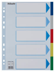 Esselte Intercalaires en plastique, uni, A4, PP, 5 touches