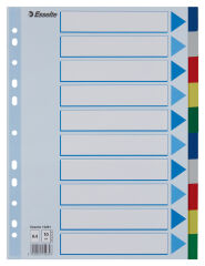 Esselte Intercalaires en plastique, uni, A4, PP,10 touches