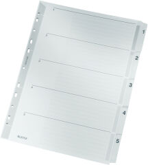 LEITZ Intercalaires en carton mylar, chiffres, A4, 1-5, gris