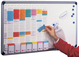 Tableau blanc avec planning à fiches T hebdomadaire - NOBO 