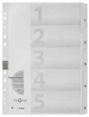 PAGNA Intercalaires, carton, chiffres 1 - 5, A4, 5 touches