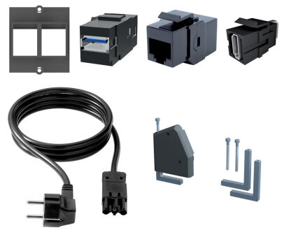 BACHMANN Cadre de support pour 2 prises keystone, noir