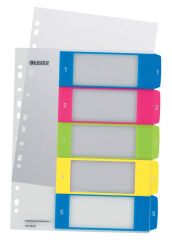 LEITZ Intercalaires en plastique WOW, num&eacute;rot&eacute;, A4, 1-5