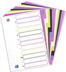Oxford Intercalaires en plastique myColour, A4, 12 touches
