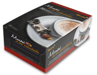 HELLMA Amandes enrob&eacute;es de cacao, bo&icirc;te de d&eacute;gustation
