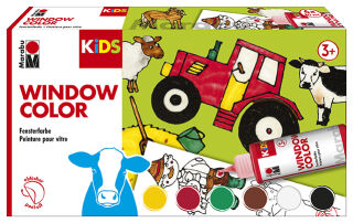 Marabu KiDS Kit de peinture pour vitre 'FERME', 6 x 80 ml