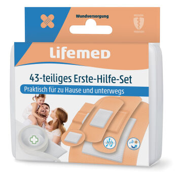 Lifemed Kit de pansements de premiers secours, 43 pi&egrave;ces