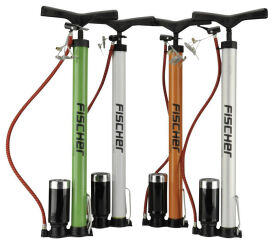 FISCHER Pompe &agrave; air verticale pour v&eacute;lo, en alu, toute valve