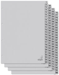 kangaro Intercalaire carton ECO, chiffres 1-100, 100 pièces